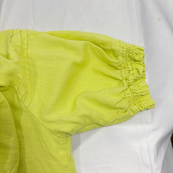 Nine West Lime Green Peasant Puff Sleeve Ruched Cuff Boho - Picture 5 of 5